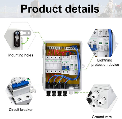 390*390*185 PV Combiner Box 500VDC با حفاظت SPD از مواد ABS